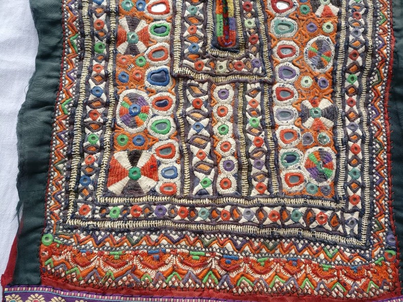 Sewing Craft Indian Vintage Banjara Neck Yoke embroidery applique patch