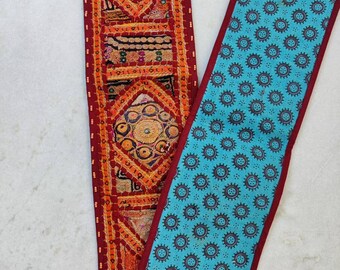 Runner: Bohemian hand embroidered zari Embroidery patchwork Tapestry, table runner, door side panel hanging RNR-107