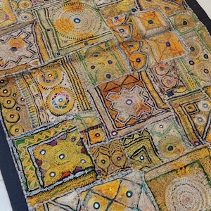 Banjara patchwork zari Embroidery Tapestry, Bohemian wall hanging, festive interior decoration WH-25/50-531