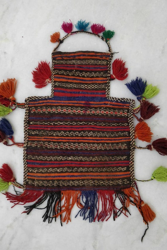 Vintage Afgani salt bag, Turkish kilim bag, Boho w