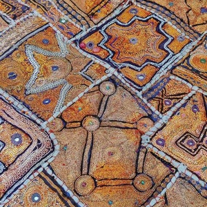 Patchwork Zari Embroidery Tapestry Bohemian wall hanging for tribal inspired home WH-25/50-516