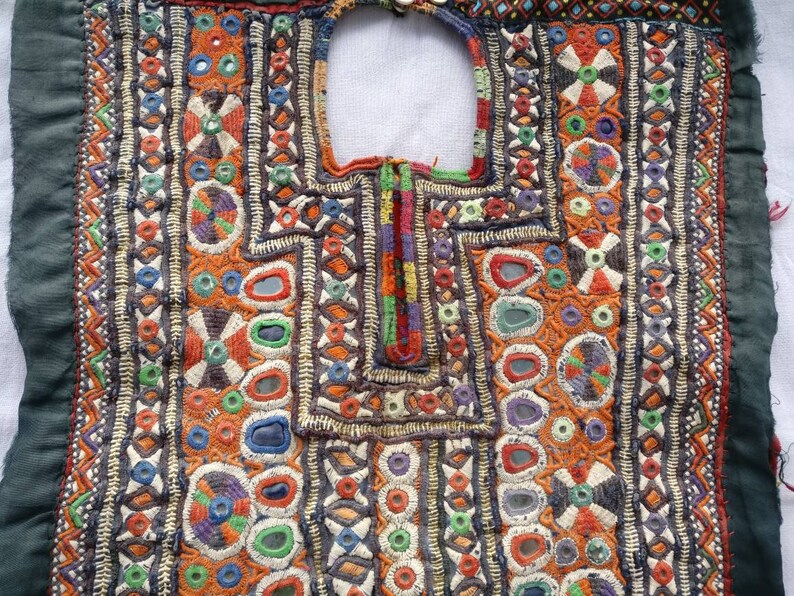 Sewing Craft Indian Vintage Banjara Neck Yoke embroidery applique patch