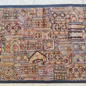 Vintage Bohemian Tapestry, hand Embroidered tribal interior Decoration wall hanging, Boho decorative bed spread WH-40/60-139
