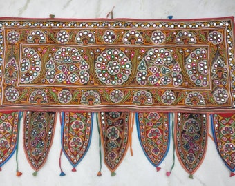 Vintage Toran: Ethnic Banjara embroidery Toran Banjara door topper Gate decor entryway embroidery hanging mirror embroidery Valence TR-199