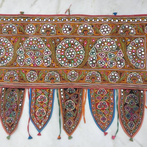 Vintage Toran: Ethnic Banjara embroidery Toran Banjara door topper Gate decor entryway embroidery hanging mirror embroidery Valence TR-199