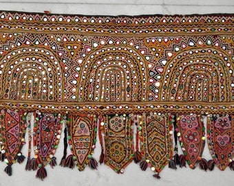 Extremely Rare Heavy Embroidery Rabari Toran Decor: A rare, Vintage Rabari Toran hanging, Door topper, Bohemian living room Decoration TR- 1