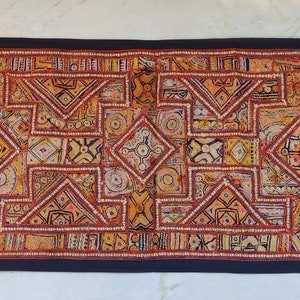 Table Runner, Long wall hanging Boho Runner Vintage zari Embroidery patchwork wall hanging, banjara hand Embroidered boho decoration