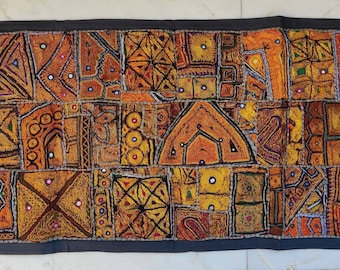 Vintage small size Embroidery wall hanging from Rajasthan (India) Tapestry for Boho house decoration WH-20/40-107