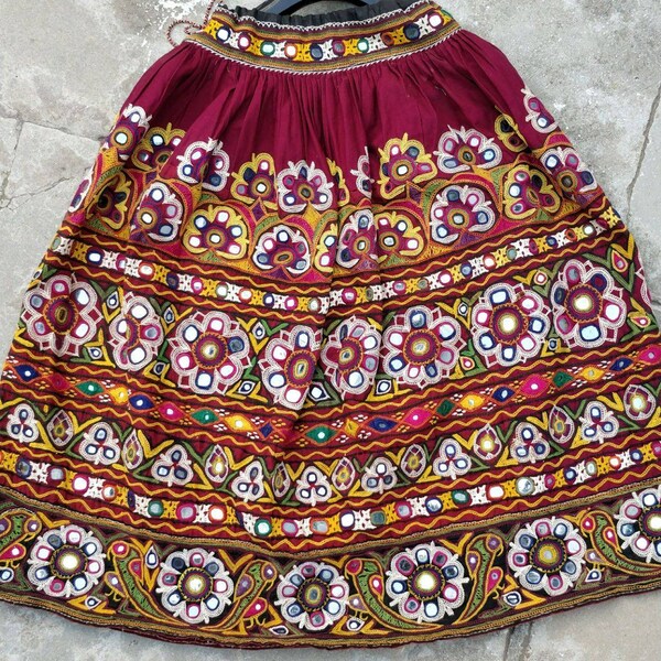 Rabari Vintage  wedding skirt Tribal embroidered Skirt belly dancing Flare Skirt rare Banjara skirt Indian Gypsy skirt