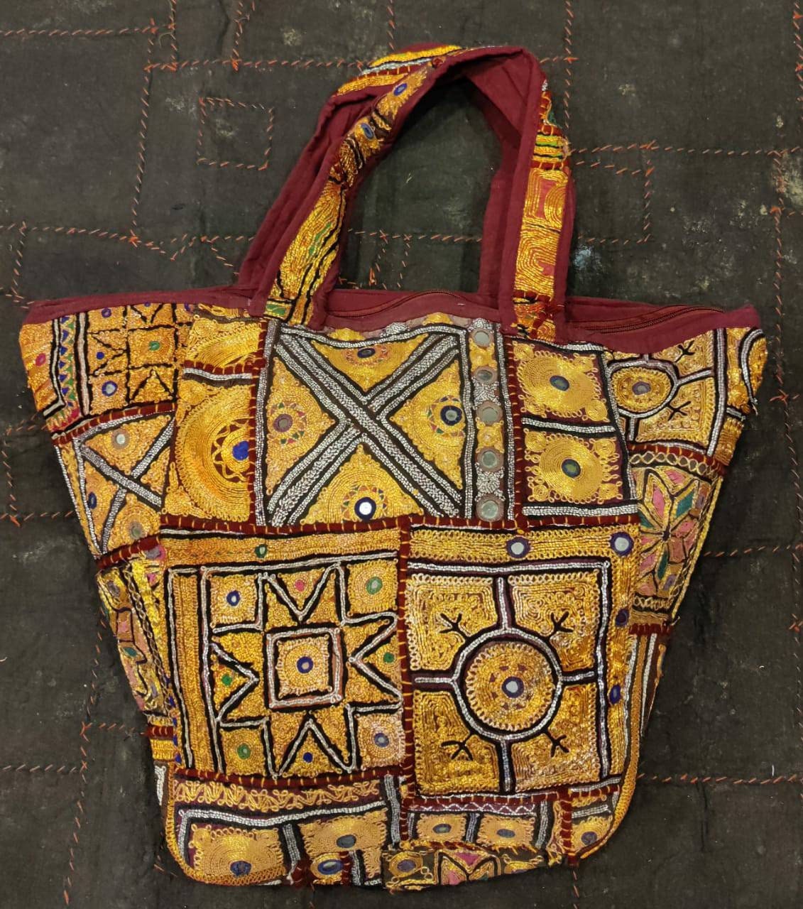 Banjara Bag Vintage Zari Embroidery Tote Bag, Gypsy