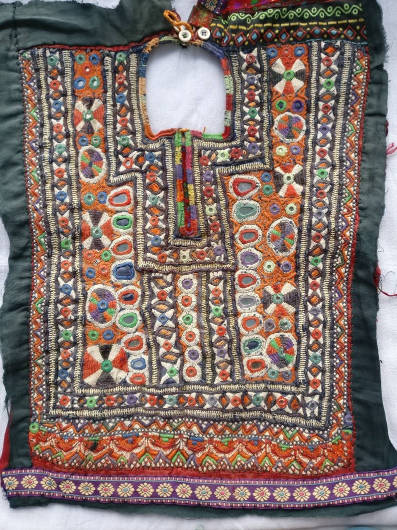 Sewing Craft Indian Vintage Banjara Neck Yoke embroidery applique patch