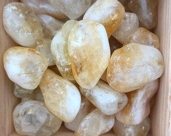 Tumbled Citrine Crystal from Brazil, Natural Tumbled Stones, Healing Gemstone, Merchants Stone, Attracts Abundance, Motivation, and Focus