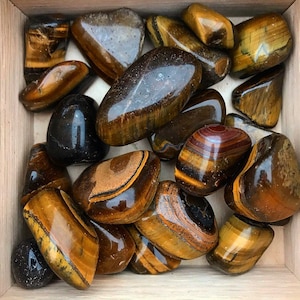 Tumbled Tigers Eye Crystal, Polished Natural Healing Gemstone, Release Fear and Anxiety, Solar Plexus Chakra Healing, Balance and Grounding