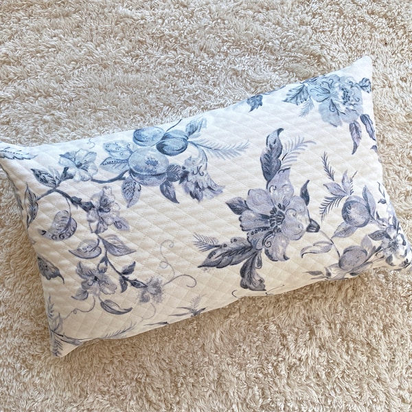 Lumbar pillow cover 12” x 20” French style in vintage Toile de Jouy print cotton fabric