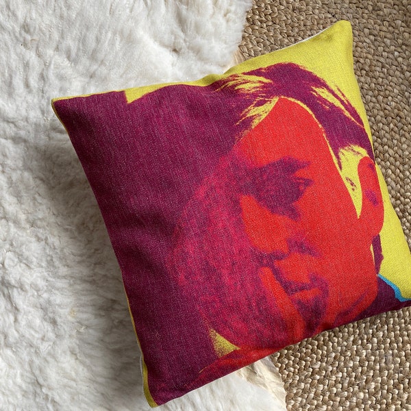 Printed pillow cover 18"x18" pop art warhol inspired self portrait art -