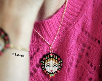 Babushka head necklace - matryoshka - Slavonic folklore