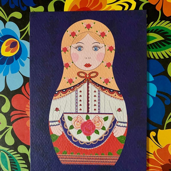 Set of Babushkas postcards - matriochka postcards - russian doll cards