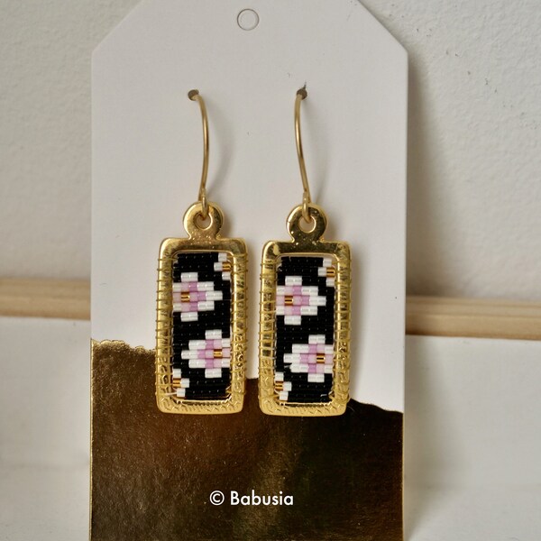 Boucles d'oreilles fleurs blanches - folklore polonais - folklore slave