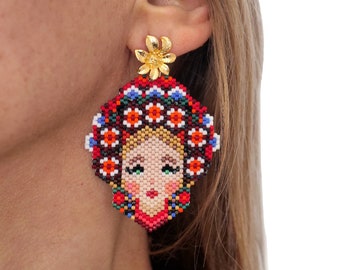 Earrings Olena Ukrainian folk dolls - Slavic folklore - Ukrainian folklore