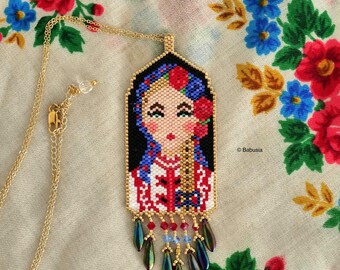 Vera long necklace Bulgarian folk doll - Slavic folklore