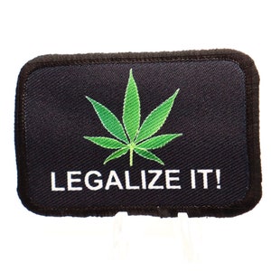 legalize it meme Weed Marijuana   2"x3" removable morale patch with hook and loop backing black