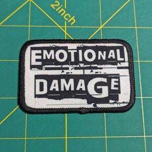 EMOTIONAL DAMAGE tiktok trend meme 2&quot;x3&quot; morale patch with hook and loop backing