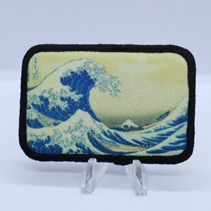 A Grande Onda de Kanagawa Arte japonesa do século XIX Remendo moral de 2&quot;x3&quot; com velcro na parte de trás