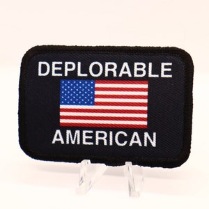 Deplorable American Trump MAGA Patriotic  2&quot;x3&quot; removable morale patch with hook and loop backing black