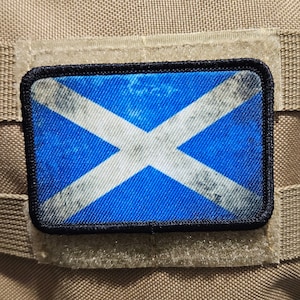 Verontruste Schotse vlag 2 x 3 inch moraalpatch met klittenband aan de achterkant