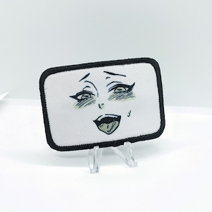 Ahegao face meme anime verwijderbare moraalpatch van 2 x 3 inch met klittenband aan de achterkant