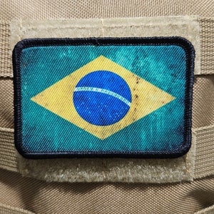 distressed Brasil flag 2&quot;x3&quot; morale patch with hook and loop backing
