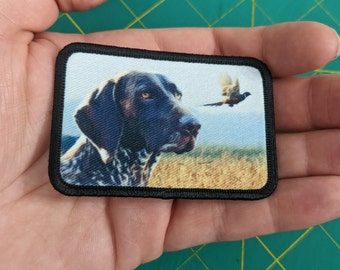 German pointer hunting dog morale patch 2"x3" with hook and loop backing