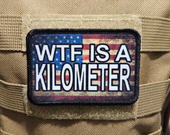 Wtf é um patch moral de 2"x3" com bandeira americana de um quilômetro e suporte de velcro