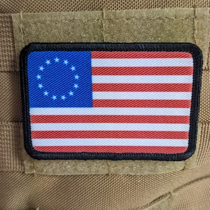 Betsy Ross American Revolution Flag 2&quot;x3&quot; morale patch with hook and loop backing