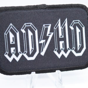 ADHD &quot;AC/DC&quot; parody funny meme 2&quot;x3&quot; morale patch with hook and loop backing