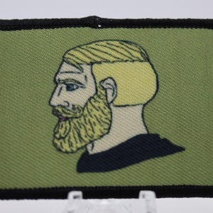 Bearded Chad Meme &quot;yes&quot; 2&quot;x3&quot; morale patch with hook and loop backing
