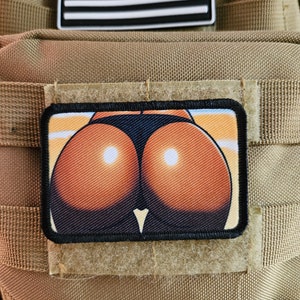 Sexbooty großer Hintern Oberschenkel Lücke Zapfen dunkle Haut Version 2 "x3" Abnehmbarer Kampfmoral Patch mit Klettverschluss Rückseite