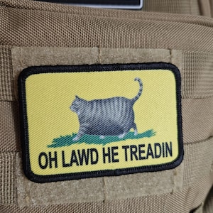 Oh fat cat grau getigerte Gadsden Flagge meme 2 "x3" abnehmbarer Patch mit Klettverschluss