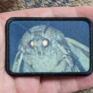 Moth lamp meme funny 2"x3" morale patch with hook and loop backing