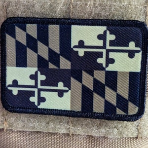 Maryland Flag tan  2"x3" morale patch with hook and loop for hat