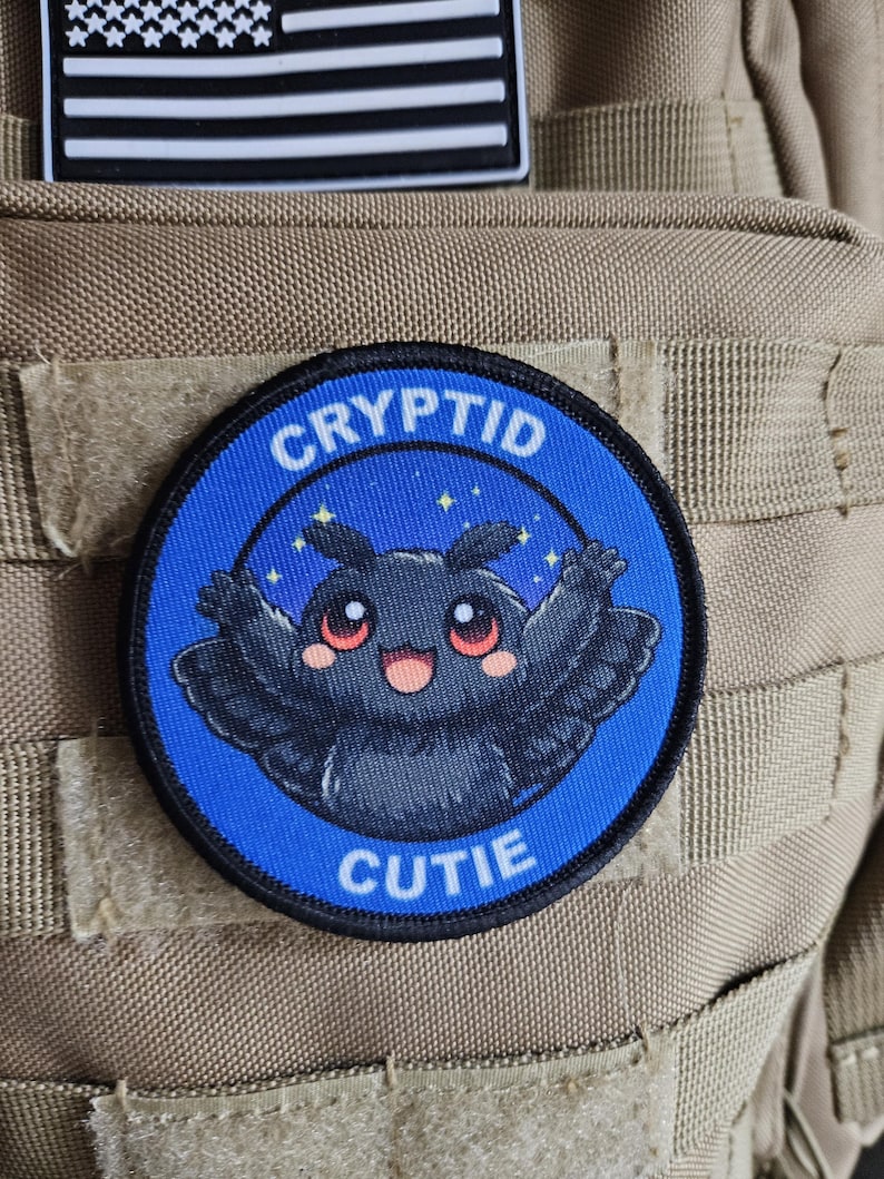 Cryptid Cutie Mothman Chibi Anime Meme 3" Circle Removable Morale Patch ...