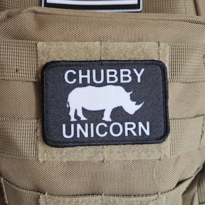 Chubby unicorn rhino rhinoceros  meme 2"x3" removable morale patch with hook and loop backing