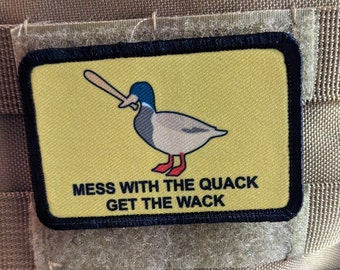 Mess with the quack get the wack Gadsden flag duck meme 2&quot;x3&quot; removable morale patch with hook and loop backing