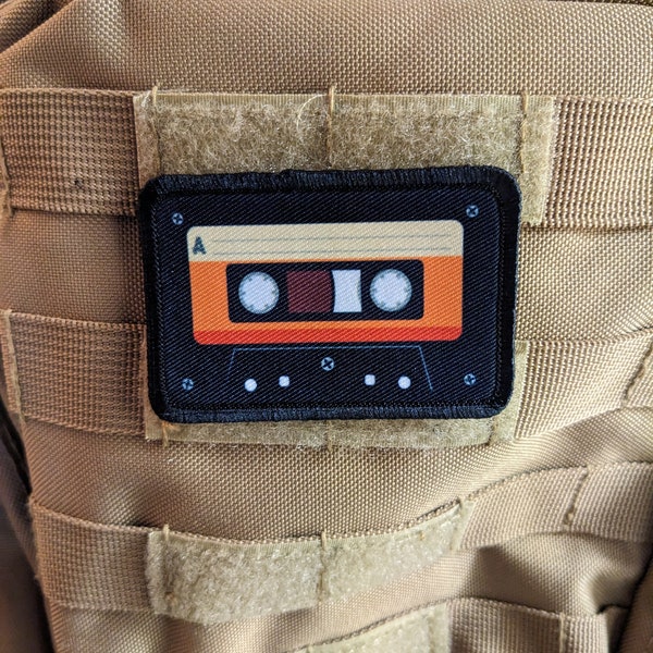 Retro cassette tape meme  2"x3" morale patch with hook and loop backing