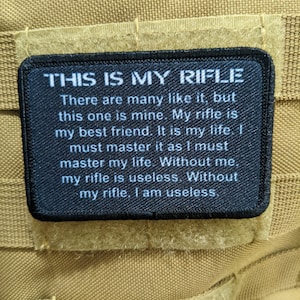 Rifleman's Creed text army military 2"x3" morale patch with hook and loop backing