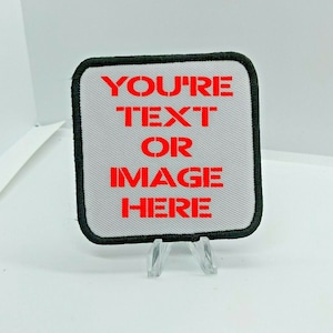 Custom choose your own image or text 3&quot;x3&quot; square  hook & loop morale patch