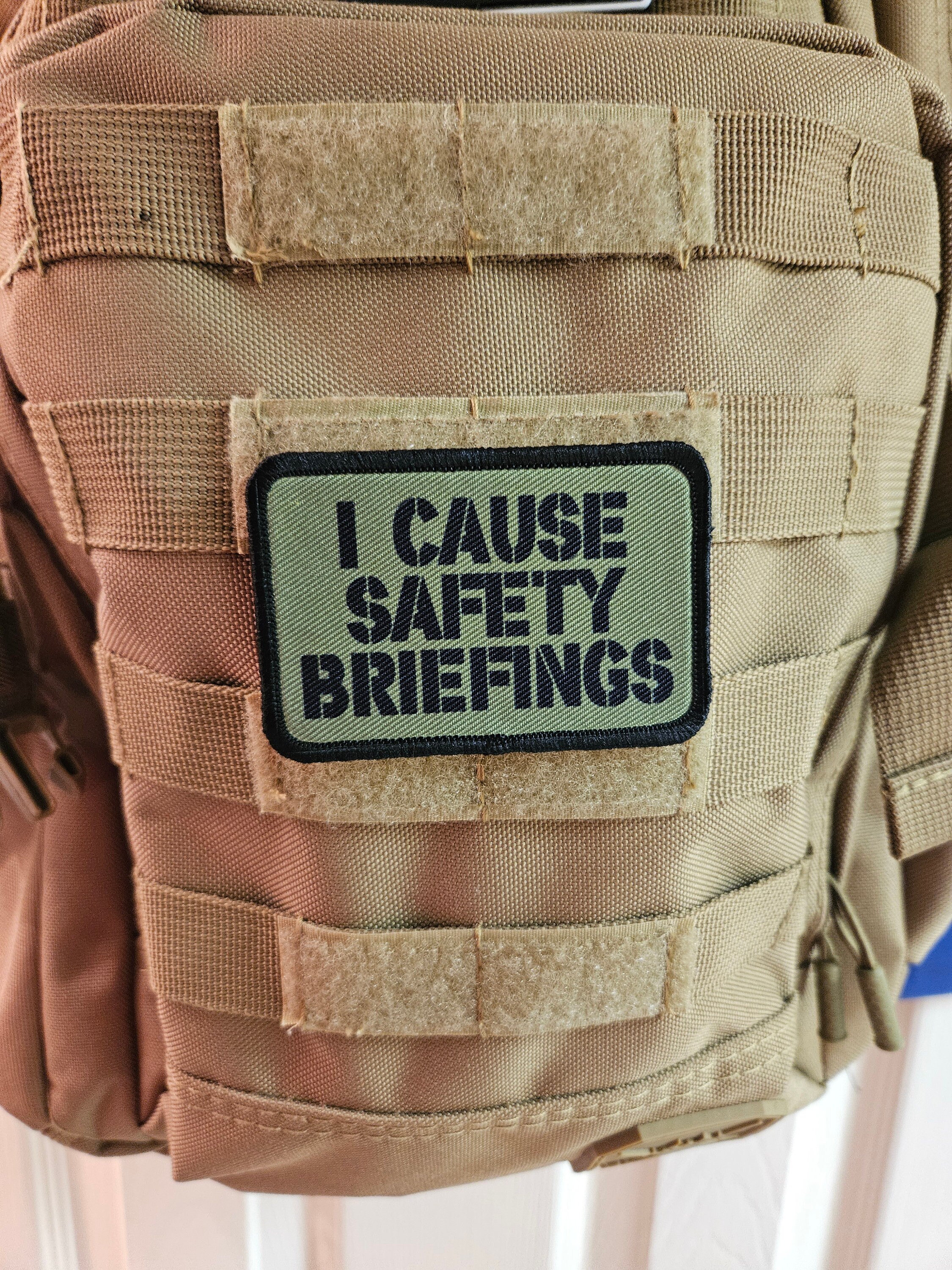 I Cause Safety Briefings Funny Meme Edc Olive Green 2