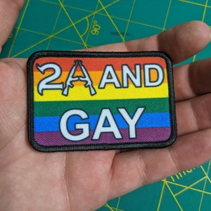 Pro second amendment and gay lgbt  2&quot;x3&quot; removable morale patch with hook and loop backing
