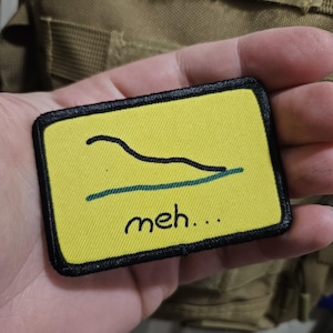 Meh bad drawing Gadsden flag meme 2&quot;x3&quot; removable morale patch with hook and loop backing