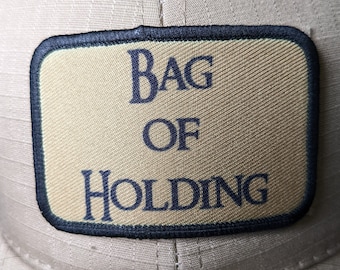 bag of holding dungeons  meme 2"x3" morale patch with hook and loop backing